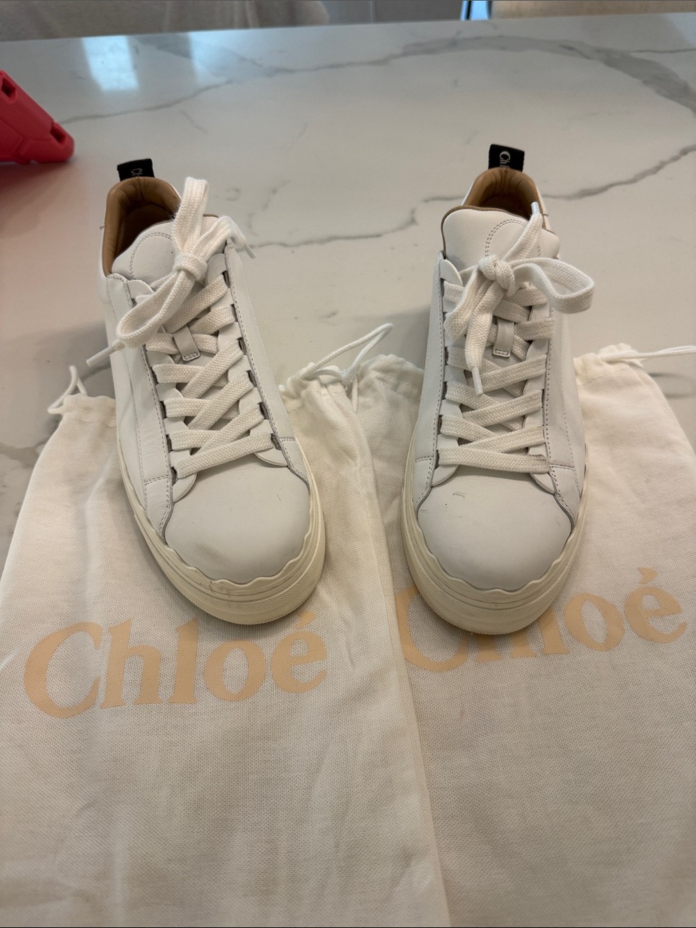Chloé White Kids Leather Low-Top Sneakers
